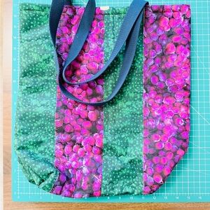 NEW Homemade Vibrant Purple and Green Tote Bag with thick fleece lining